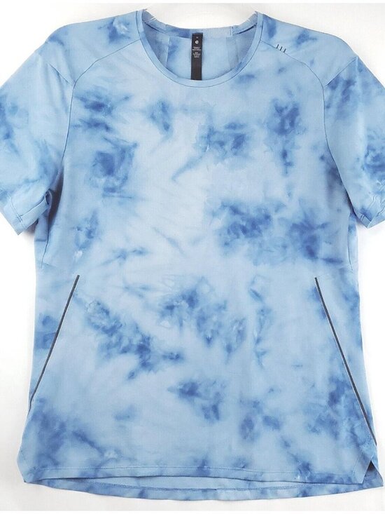 Lululemon Other - Lululemon Shirt Mens Medium Blue Tie Dye Stretch Short Sleeve Crew Neck